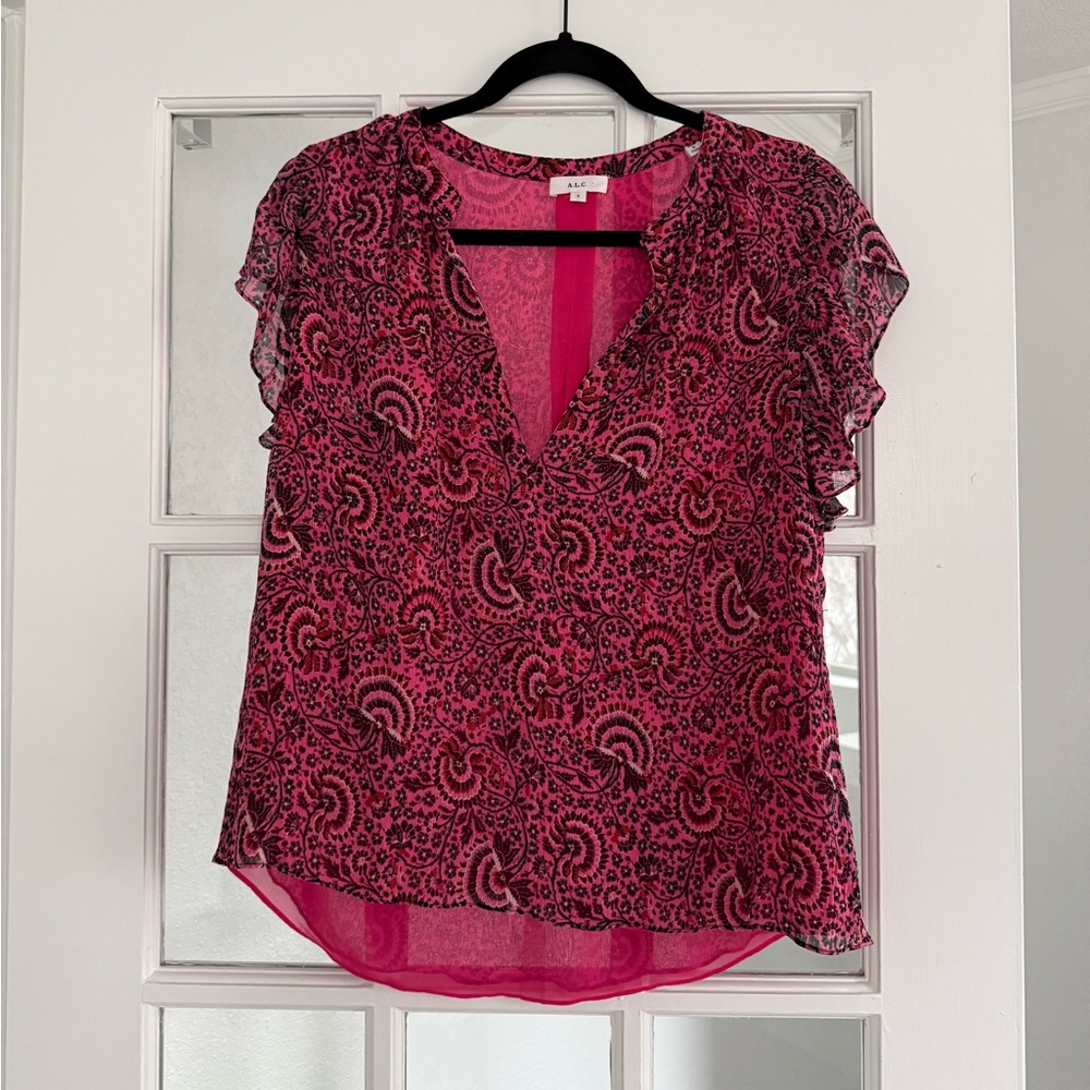 ALC Pink Silk Blouse Size 6